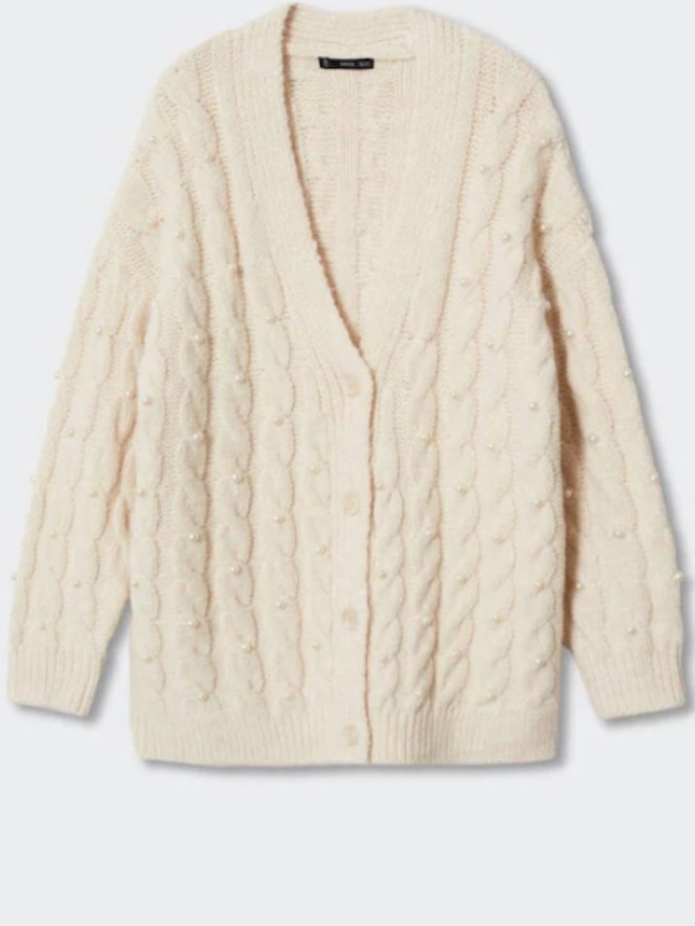 Mango knit pearl chunky cardigan ivory cream